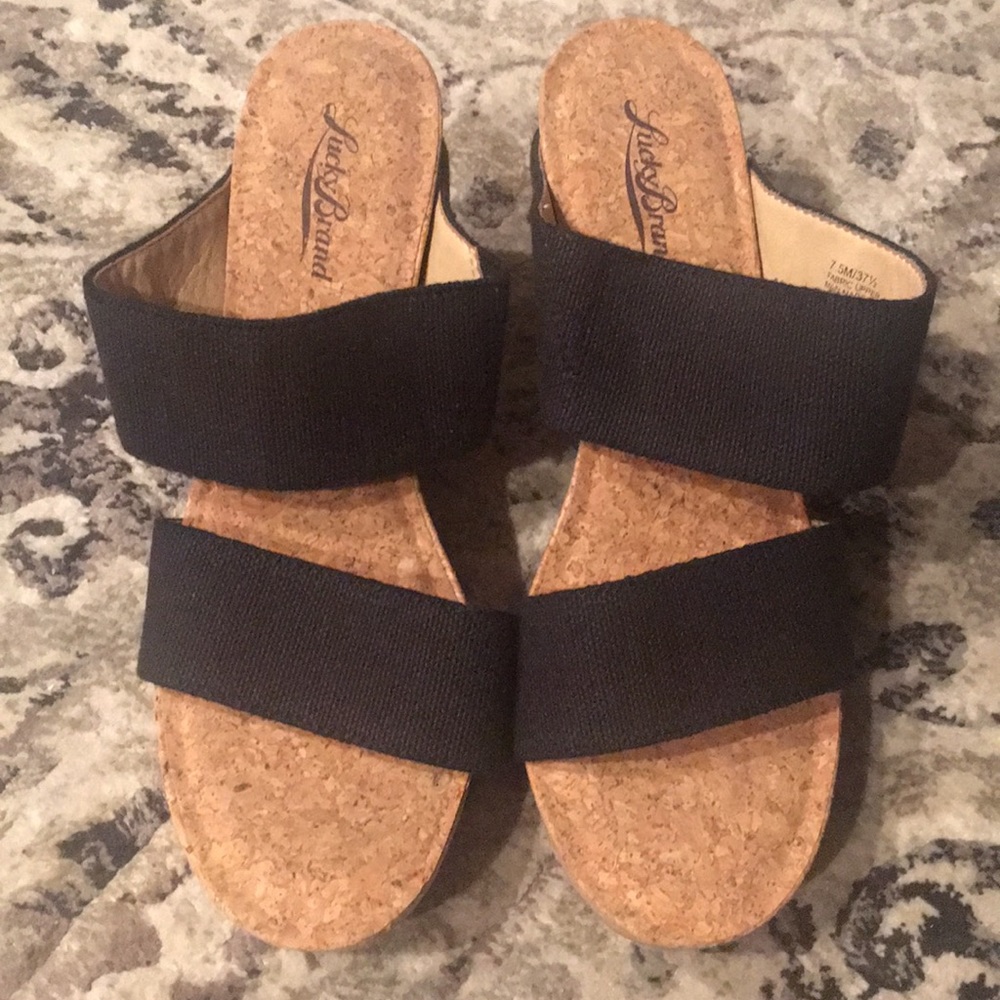 Cork Wedge Black Straps